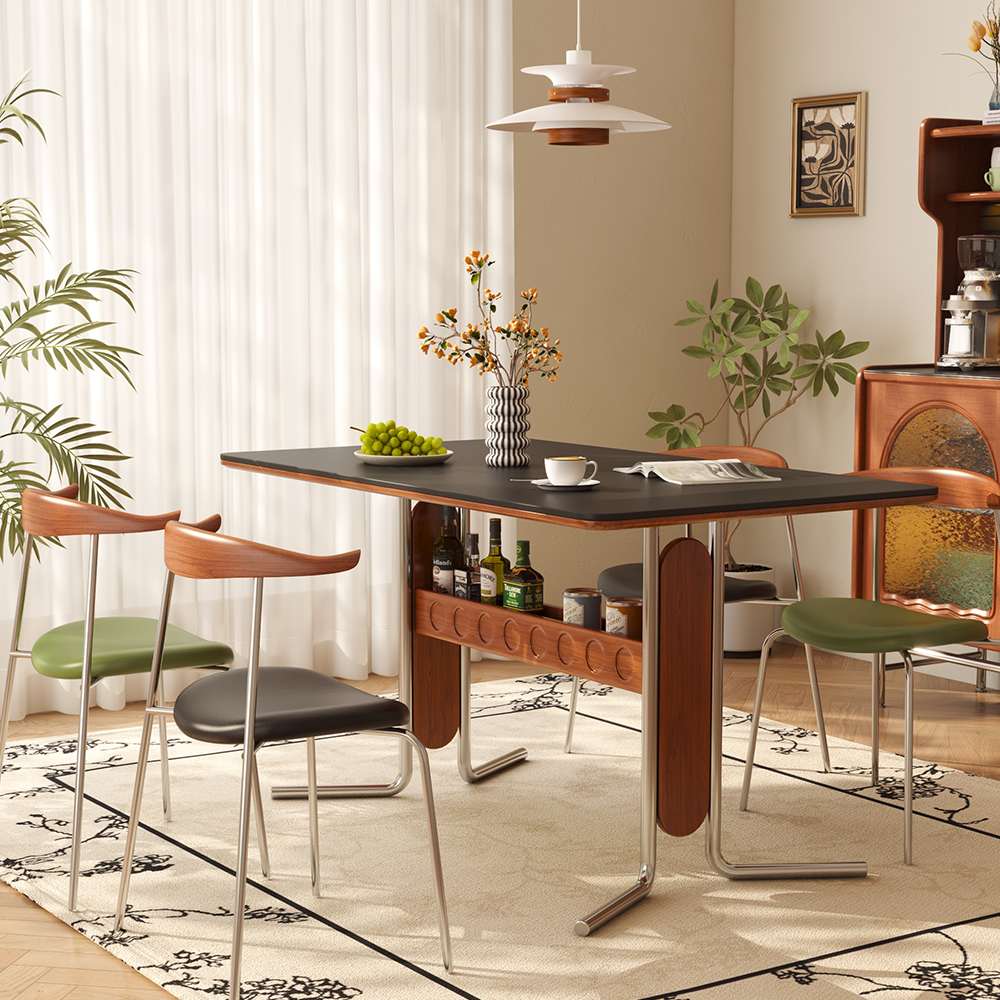 JASIWAY Vintage Dining-Desk Combo Square Slate Top Table