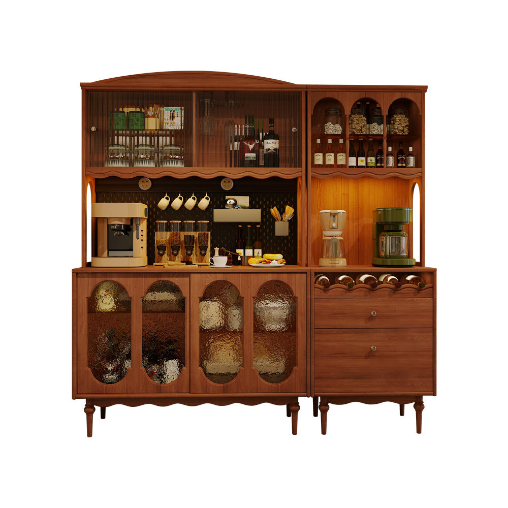 PASTIMEFACTORY×WHATWEWANT SOLIDWOODSHELF JASIWAY Vintage Solid Wood Sideboard Spacious Storage and