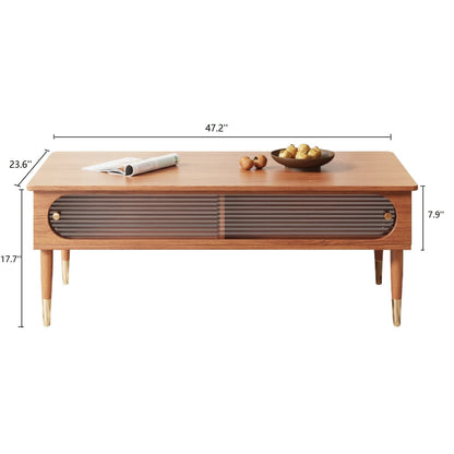 JASIWAY Rectangular Wooden Storage Living Room Coffee Table