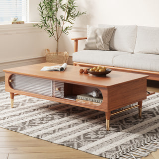 JASIWAY Rectangular Wooden Storage Coffee Table for Living Room