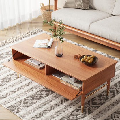 JASIWAY Rectangular Wooden Storage Living Room Coffee Table