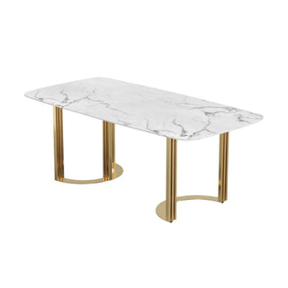 JASIWAY Modern 70.9" Marble Dining Table Rectangular Top Stainless Steel Base