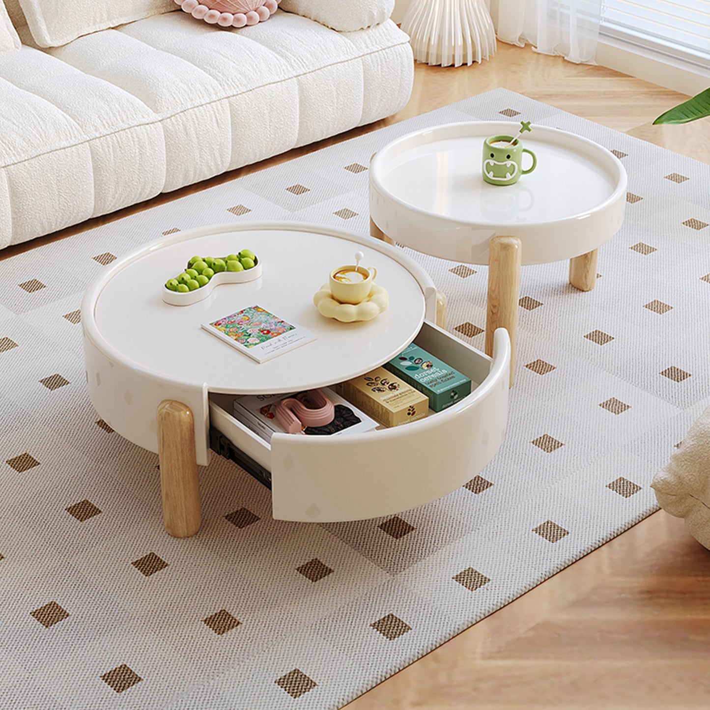 JASIWAY Cream Style Round Coffee Table Set – Jasiway Furniture