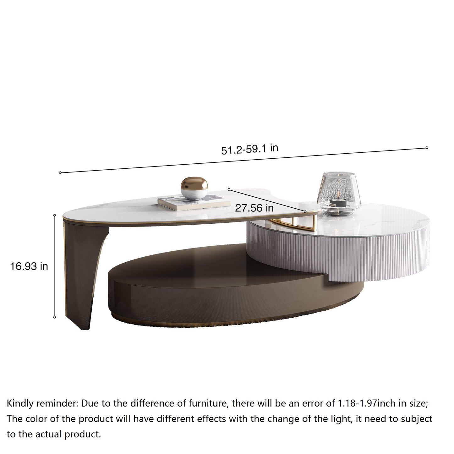 JASIWAY Extendable Abstract Coffee Table with Storage