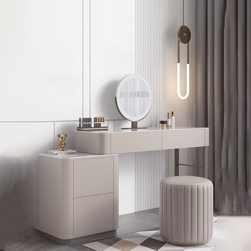 JASIWAY Modern Dressing Table with Sintered Stone Top and Spacious Drawers JASIWAY Modern Dressing Table with Sintered Stone Top and Spacious Drawers