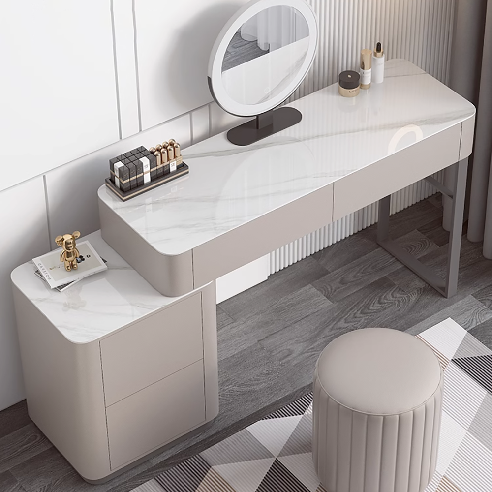 JASIWAY Modern Dressing Table with Sintered Stone Top and Spacious Drawers JASIWAY Modern Dressing Table with Sintered Stone Top and Spacious Drawers