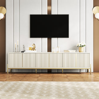 JASIWAY Beige 78.7" TV Stand  with Storage & Entertainment Center with Metal Foot  for Living Room