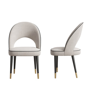 JASIWAY Modern Upholstered Beige Dining Chair Velvet Side Chairs Open Back (Set of 2)