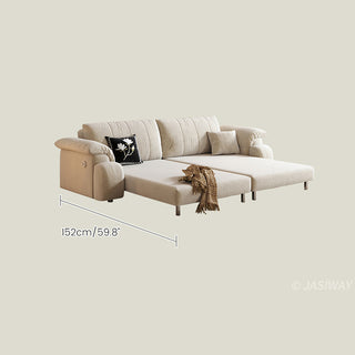 JASIWAY convertible floor sofa bed featuring a 3-in-1 foldable design and a 5-level adjustable backrest, upholstered in premium textured fabric with vertical channel tufting for a modern Japandi aesthetic, ideal for small apartments or contemporary living rooms.-Dimensions chart