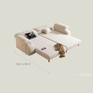 JASIWAY convertible floor sofa bed featuring a 3-in-1 foldable design and a 5-level adjustable backrest, upholstered in premium textured fabric with vertical channel tufting for a modern Japandi aesthetic, ideal for small apartments or contemporary living rooms.-Dimensions chart