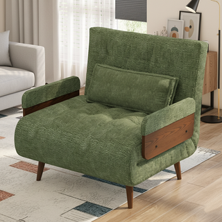 JASIWAY Beige Folding Sofa Bed Convertible Cotton & Linen