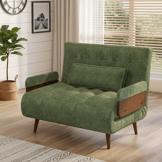 JASIWAY Beige Folding Sofa Bed Convertible Cotton & Linen