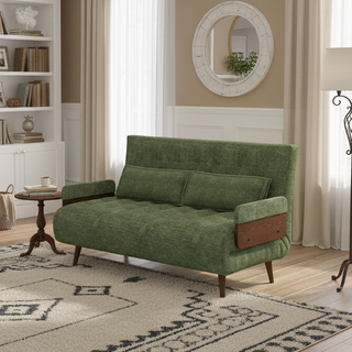 JASIWAY Beige Folding Sofa Bed Convertible Cotton & Linen