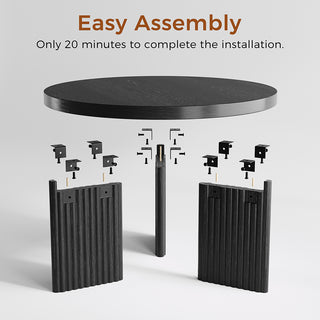 JASIWAY Black Round Fluted Coffee Table | Modern MDF Accent Table