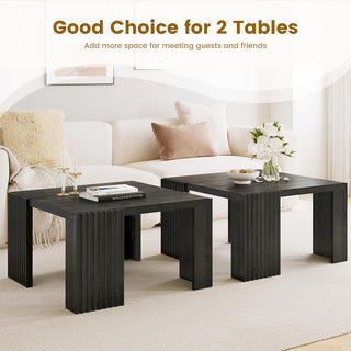 JASIWAY Black Square Coffee Table – Modern Minimalist Wood Center Table
