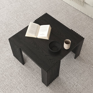 JASIWAY Black Square Coffee Table – Modern Minimalist Wood Center Table