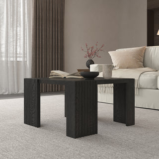 JASIWAY Black Square Coffee Table – Modern Minimalist Wood Center Table