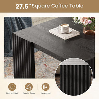 JASIWAY Black Square Coffee Table – Modern Minimalist Wood Center Table