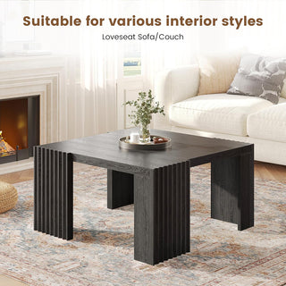 JASIWAY Black Square Coffee Table – Modern Minimalist Wood Center Table