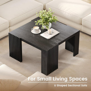 JASIWAY Black Square Coffee Table – Modern Minimalist Wood Center Table