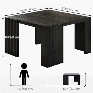 JASIWAY Black Square Coffee Table – Modern Minimalist Wood Center Table