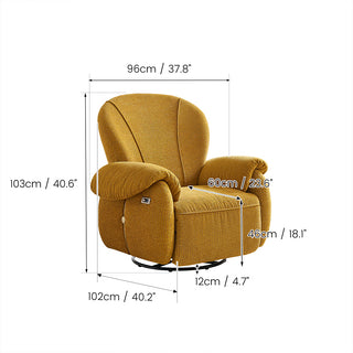 JASIWAY Chenille Power Swivel Recliner Chair | 270° Rotating Electric Recliner with Adjustable Backrest & Footrest for Living Room