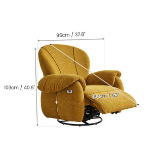 JASIWAY Chenille Power Swivel Recliner Chair | 270° Rotating Electric Recliner with Adjustable Backrest & Footrest for Living Room