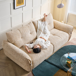 JASIWAY cloud couch deep seat sofa featuring premium chenille fabric, luxurious 3-seater modern living room couch with ultra-plush cushions and ergonomic low-profile design for maximum comfort and contemporary home aesthetic.-High-angle view with model