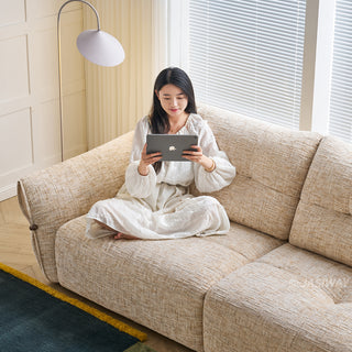 JASIWAY cloud couch deep seat sofa featuring premium chenille fabric, luxurious 3-seater modern living room couch with ultra-plush cushions and ergonomic low-profile design for maximum comfort and contemporary home aesthetic.-Medium shot
