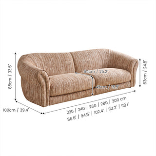JASIWAY Curved Chenille Sofa | Luxury Deep Seat Cloud Couch for Modern Living Rooms