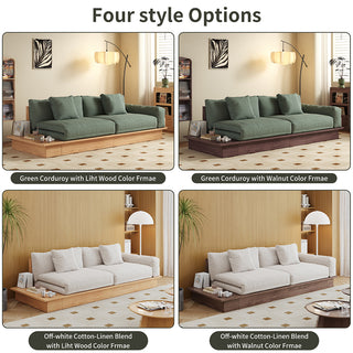 JASIWAY Modern Solid Wood Upholstered Cotton Linen Sofa Beige Folding sofa bed