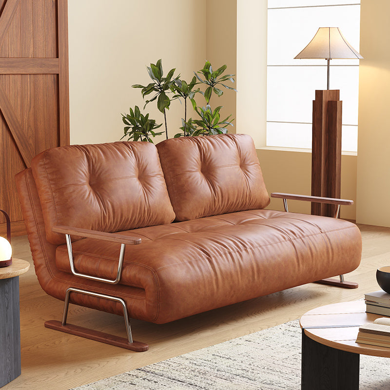 JASIWAY Foldable Sofa Bed in Caramel Eco-Leather – 4-in-1