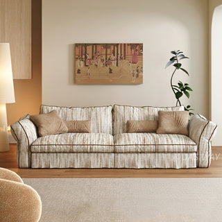 JASIWAY Japandi Cream Fabric Sofa with Fully Removable & Washable Covers