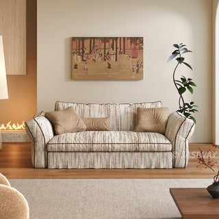 JASIWAY Japandi Cream Fabric Sofa with Fully Removable & Washable Covers