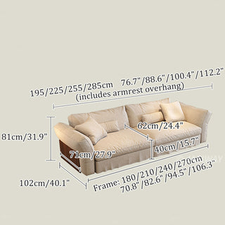 JASIWAY Japandi Cream Fabric Sofa with Fully Removable & Washable Covers