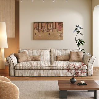 JASIWAY Japandi Cream Fabric Sofa with Fully Removable & Washable Covers