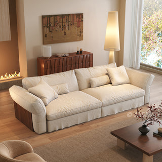 JASIWAY Japandi Cream Fabric Sofa with Fully Removable & Washable Covers