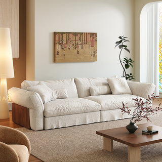 JASIWAY Japandi Cream Fabric Sofa with Fully Removable & Washable Covers