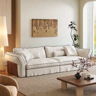JASIWAY Japandi Cream Fabric Sofa with Fully Removable & Washable Covers
