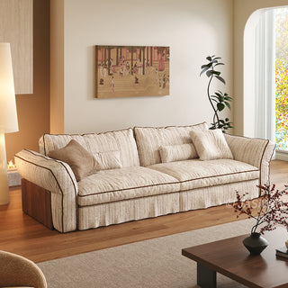 JASIWAY Japandi Cream Fabric Sofa with Fully Removable & Washable Covers
