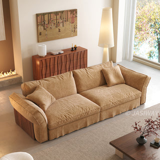 JASIWAY Japandi Cream Fabric Sofa with Fully Removable & Washable Covers
