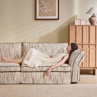 JASIWAY Japandi Cream Fabric Sofa with Fully Removable & Washable Covers