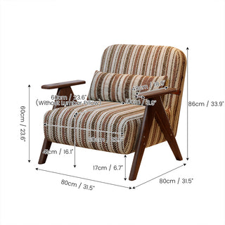 JASIWAY Mid-Century Modern Accent Chair with 3-Position Adjustable Lumbar Pillow & Solid Wood Frame | Upholstered Lounge Chair for Living Room Reading Nook