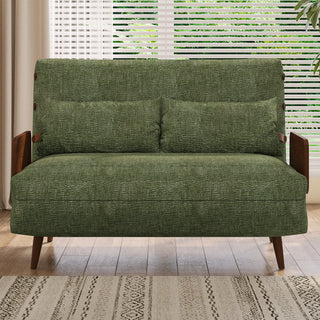 JASIWAY Mid-Century Modern Green Convertible Sofa Bed for Small Spaces | Twin Sleeper Couch with Wood Arms