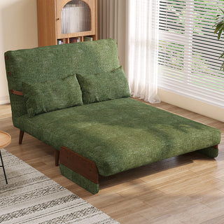 JASIWAY Mid-Century Modern Green Convertible Sofa Bed for Small Spaces | Twin Sleeper Couch with Wood Arms