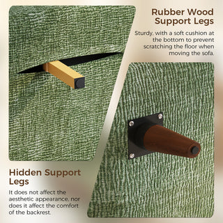 JASIWAY Mid-Century Modern Green Convertible Sofa Bed for Small Spaces | Twin Sleeper Couch with Wood Arms