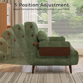 JASIWAY Mid-Century Modern Green Convertible Sofa Bed for Small Spaces | Twin Sleeper Couch with Wood Arms