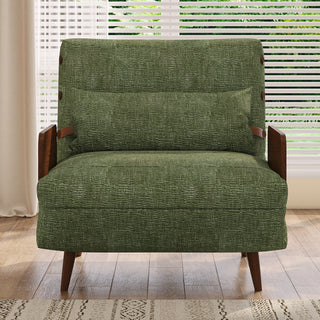 JASIWAY Mid-Century Modern Green Convertible Sofa Bed for Small Spaces | Twin Sleeper Couch with Wood Arms