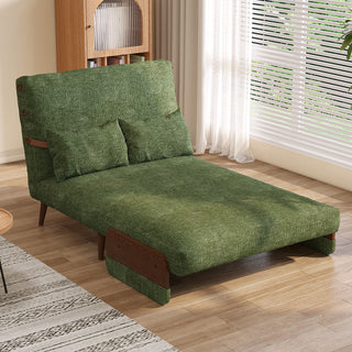 JASIWAY Mid-Century Modern Green Convertible Sofa Bed for Small Spaces | Twin Sleeper Couch with Wood Arms