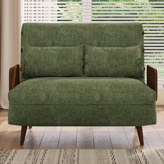 JASIWAY Mid-Century Modern Green Convertible Sofa Bed for Small Spaces | Twin Sleeper Couch with Wood Arms